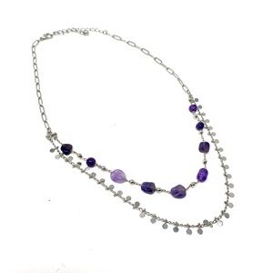 Free People Purple and Silver Necklace